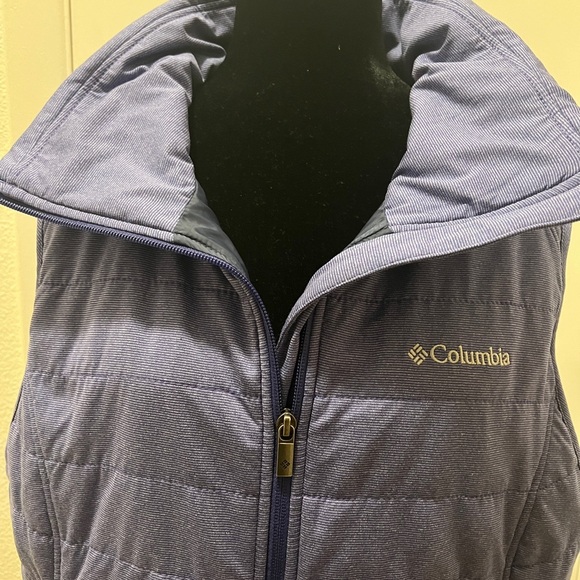 Columbia Women’s XL Puffer Vest Heather Blue Quilted Zip Front Lightweight - Picture 2 of 7
